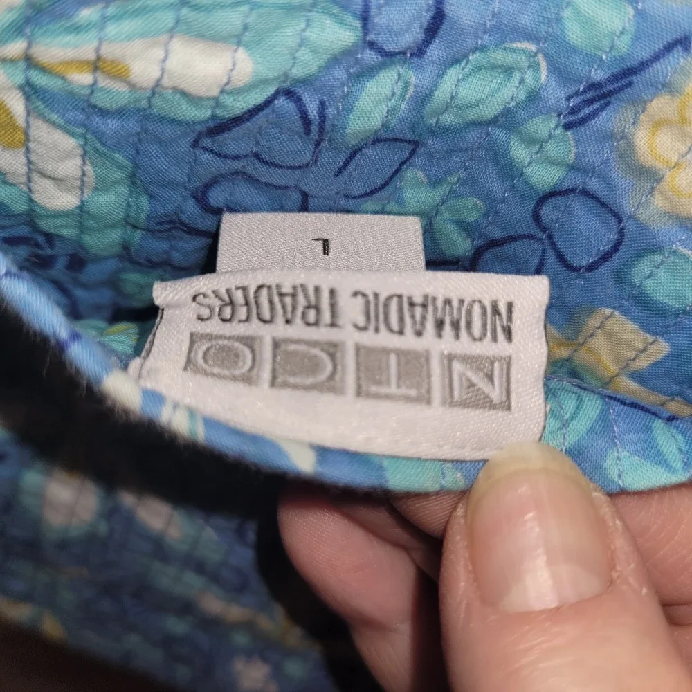 Nomadic Traders Reversible Quilted Jacket Teal Blue Floral Geometric Large - Picture 5 of 5